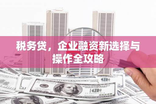 香港税务贷，企业融资新选择与操作全攻略