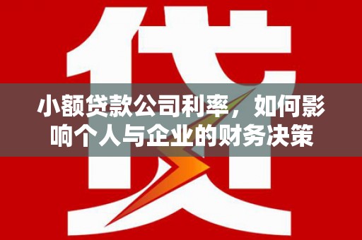 香港小额贷款公司利率，如何影响个人与企业的财务决策