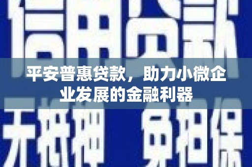 香港平安普惠贷款，助力小微企业发展的金融利器