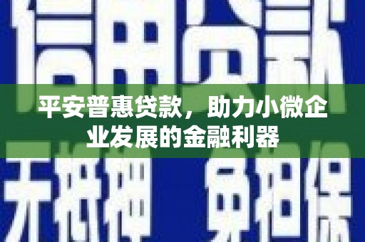 香港平安普惠贷款，助力小微企业发展的金融利器